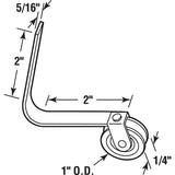Prime-Line B 571 Center Grooved Spring Tension Roller Assembly, 1 in Dia Roller, 1/4 in W Roller, Steel Roller, 2 in L