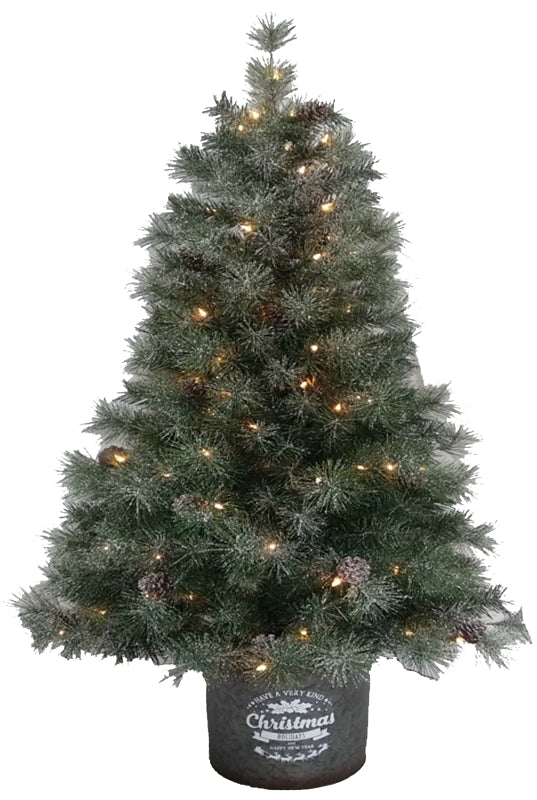 Hometown Holidays 32651 Frosted Tree, 5 ft H, Blue Alps Family, LE 2 Fusible, Mini Light Bulb, Clear Light