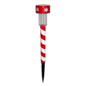 Alpine LED Cool White Solar Powered Lighted Candy Cane Stake 14 in. Pathway Decor, Pack of 48