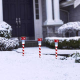 Alpine LED Cool White Solar Powered Lighted Candy Cane Stake 14 in. Pathway Decor, Pack of 48