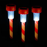 Alpine LED Cool White Solar Powered Lighted Candy Cane Stake 14 in. Pathway Decor, Pack of 48