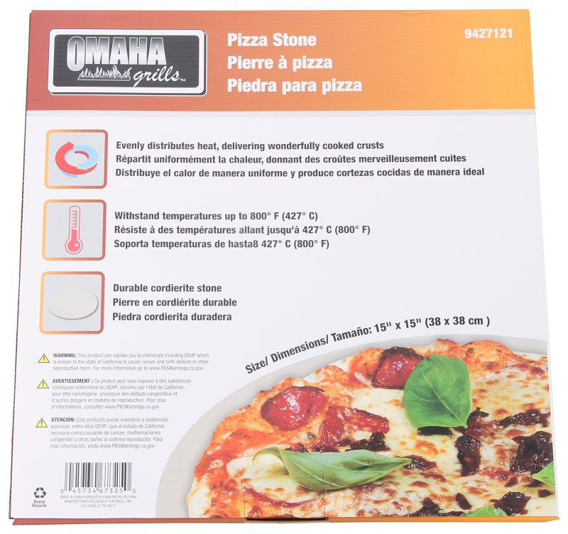 Omaha BBQ-37239 Pizza Stone, 15 in L, Cordierite, Beige, Pack of 4