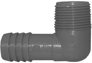 Boshart UPPME-07 Combination Pipe Elbow, 3/4 in, MPT x Insert, 90 deg Angle, Polypropylene, Gray