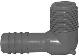Boshart UPPME-05 Combination Pipe Elbow, 1/2 in, MPT x Insert, 90 deg Angle, Polypropylene, Gray