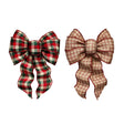 Holiday Trims Assorted 7 Loop Plaid Christmas Bow 8.5 in., Pack of 12