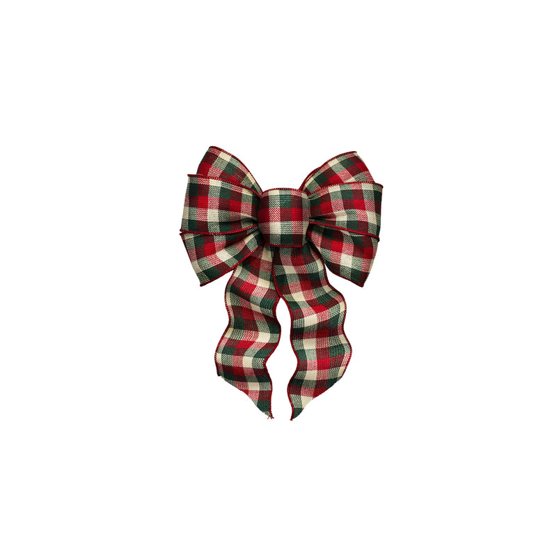 Holiday Trims Assorted 7 Loop Plaid Christmas Bow 8.5 in., Pack of 12