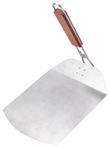 Omaha BBQ-37240B Pizza Spatula, 9-1/2 in W Blade, 1.0 mm, Stainless Steel Blade, Stainless Steel, Wood Handle
