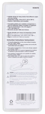 Omaha BBQ-37248 Thermometer, 1/8 in W Blade, Stainless Steel Blade, Plastic case, Stainless Steel Probe Needle, 6 in OAL