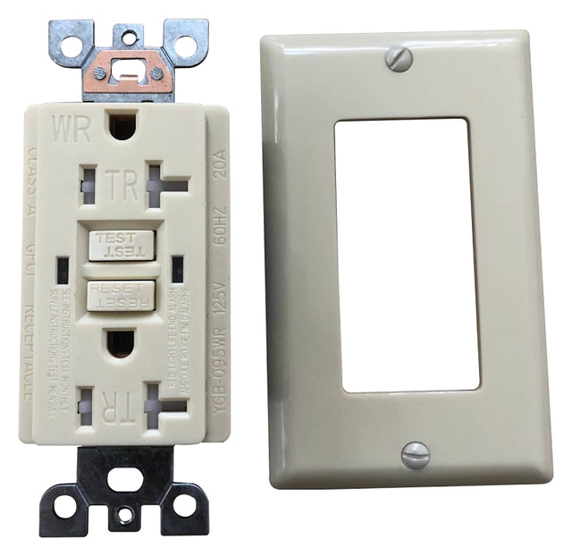 Genmax TRWR20VST GFCI Tamper & Weather Resistant Self-Test Receptacle, 20 A, Ivory
