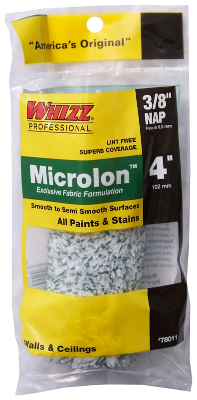 Whizz 78011 Mini Roller Cover, 3/8 in Thick Nap, 4 in L, Microlon Cover, 1/PK