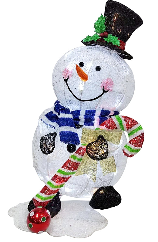 Puleo Asia Limited 75-YD1038L Lighted Snowman, LED, Cool White/Warm White/Red, 32 H in