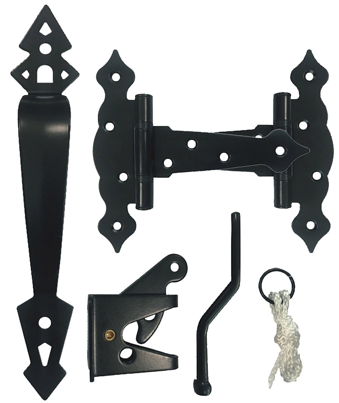 Nuvo Iron HDWGCKH/B Heavy-Duty Decorative Gate Combo Kit, Galvanized Steel, Black, Powder-Coated Satin