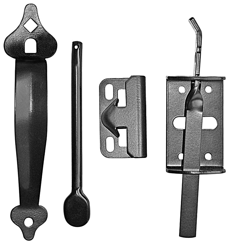 Nuvo Iron TL6BLK/B Thumb Latch, 14-1/2 in L, 10.6 in W, Galvanized Steel, Black, Powder-Coated Satin