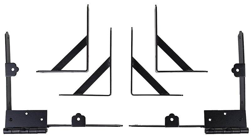 Nuvo Iron GCBHK01 Gate Corner Brace and Hinge Kit, Galvanized Steel, Black, Powder-Coated, 8-Piece, For: 72 in W Gate