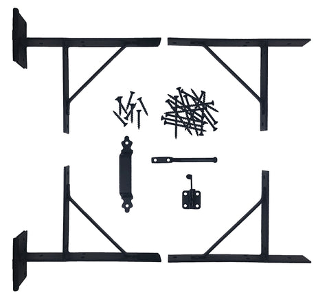 Nuvo Iron HGCBHK01 Gate Corner Frame Brace Kit, Heavy-Duty, Steel, Black, Galvanized /Powder-Coated, 6-Piece