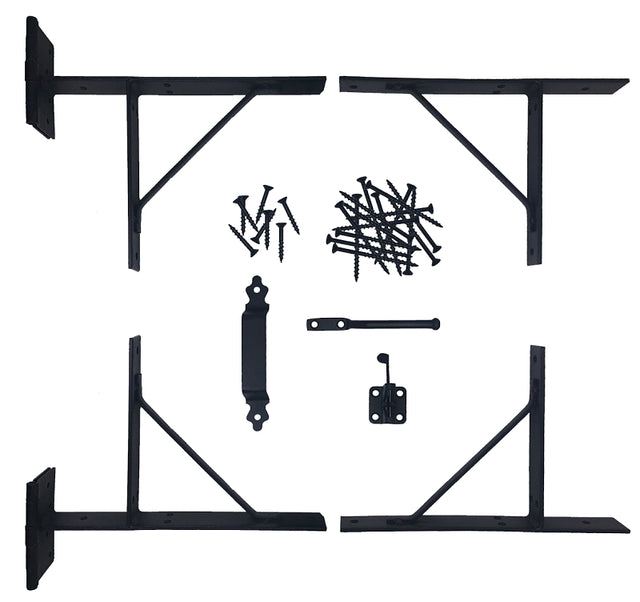 Nuvo Iron HGCBHK01 Gate Corner Frame Brace Kit, Heavy-Duty, Steel, Black, Galvanized /Powder-Coated, 6-Piece