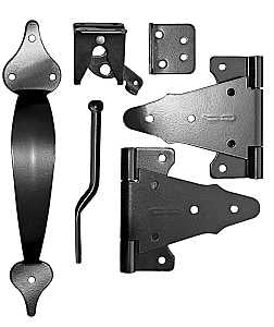 Nuvo Iron WGCKH Wooden Gate Combo Kit, Galvanized Steel, Black, Powder-Coated