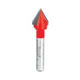 Freud 20-152 V-Grooving Bit, 1/2 in Dia Cutter, 1/2 in L Cutting, 2 in OAL, 1/4 in Dia Shank, 2-Cutter