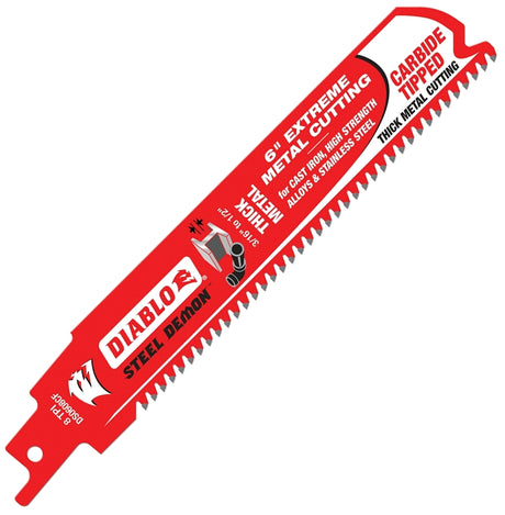 Diablo DS0608CF Series Reciprocating Saw Blade, Applicable Materials: Cast Iron, Metal, Stainless Steel, 1 in W, 6 in L