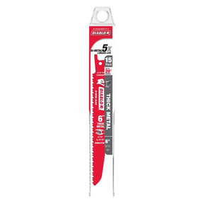 Diablo DS0608BFD15 Reciprocating Saw Blade, 1 in W, 6 in L, 8, 10 TPI, Bi-Metal Cutting Edge