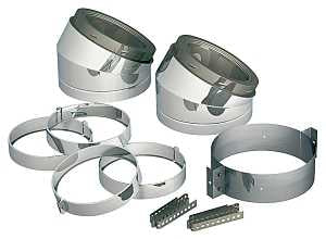 Selkirk 206211 Type HT Insulated Elbow Kit, Includes: (2) 30 deg Elbows, (2) Locking Bands and (1) Interior Re-Support