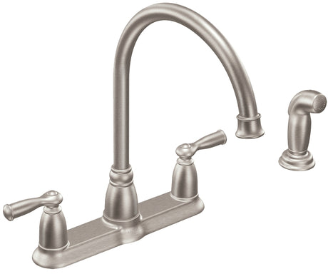 Moen Banbury Series CA87000SRS Kitchen Faucet, 1.5 gpm, 2-Handle, Stainless Steel, Stainless Steel, Lever Handle