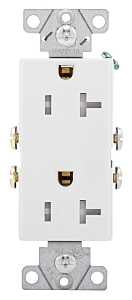 Eaton Wiring Devices TR1307W-BOX Duplex Receptacle, PVC, White, 2-Pole, 20 A, 125 V, Back, Side Wiring, 60 Hz