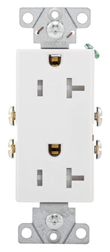 Eaton Wiring Devices TR1307W-BOX Duplex Receptacle, PVC, White, 2-Pole, 20 A, 125 V, Back, Side Wiring, 60 Hz