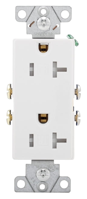 Eaton Wiring Devices TR1307W-BOX Duplex Receptacle, PVC, White, 2-Pole, 20 A, 125 V, Back, Side Wiring, 60 Hz