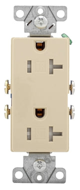 Eaton Wiring Devices TR1307V-BOX Duplex Receptacle, PVC, Ivory, 2-Pole, 20 A, 125 V, Back, Side Wiring, 60 Hz