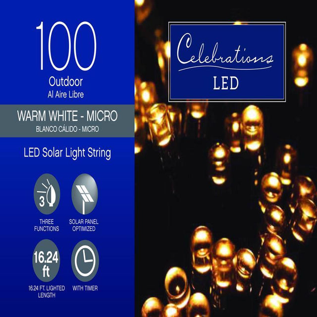 Celebrations LED Micro/5mm Warm White 100 ct String Christmas Lights 16.24 ft.