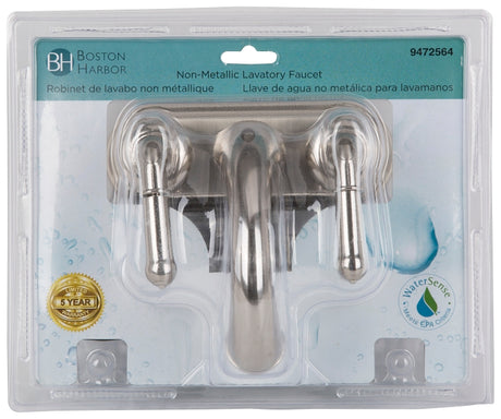 Boston Harbor JY-4233BN Lavatory Faucet, 1.5 gpm, 2-Handle, Brass, Nickel Plated, Lever Handle