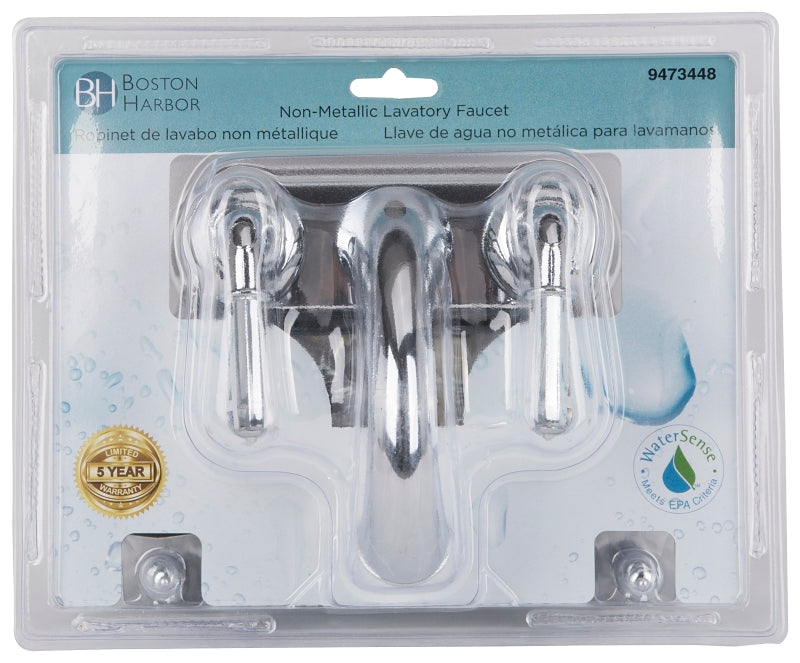 Boston Harbor PF4233 Lavatory Faucet, 1.5 gpm, 2-Handle, ABS, Chrome Plated, Lever Handle
