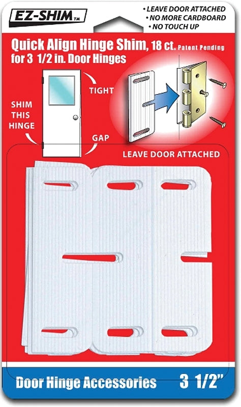 EZ Shim HS350BP Hinge Shim, 3.5 in L x 1.1 in W x 0.062 in Thick Dimensions, Plastic