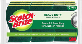 Scotch-Brite 429-5 Heavy-Duty Scrub Sponge, Fiber Abrasive, 111 mm L, 66 mm W, Green/Yellow