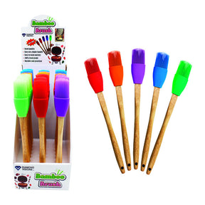 Home Plus Assorted Bamboo/Silicone Basting Brush, Pack of 24