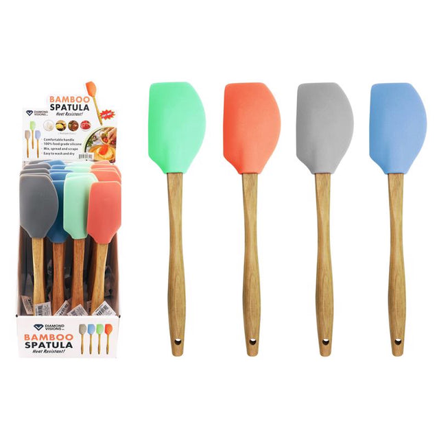 Home Plus Assorted Bamboo/Silicone Spatula, Pack of 20
