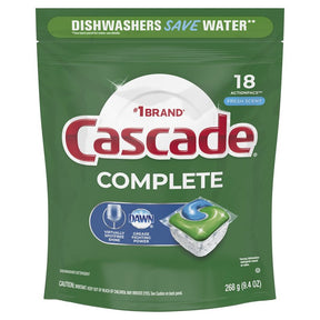 Cascade Complete ActionPacs 80857473 Dishwasher Detergent, 7.4 oz Bag, Solid, Fresh