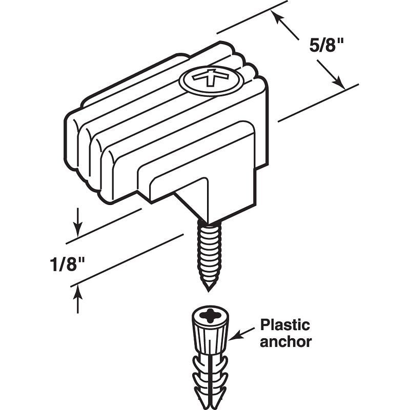 Prime-Line U9002 Mirror Clip, For: 1/8 in Thick Glass, Acrylic, Clear, 6/PK, Pack of 6