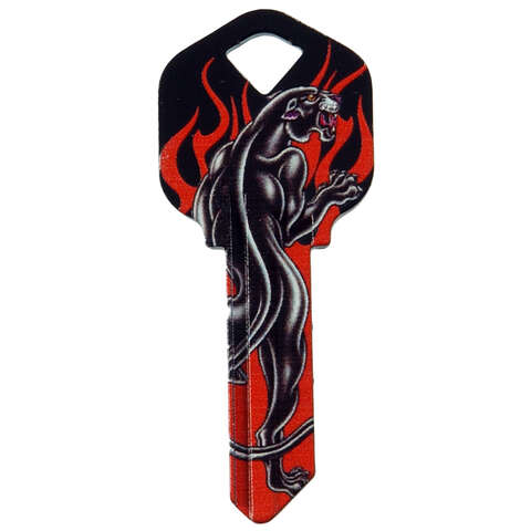 HILLMAN Wackey Black Panther & Flames House/Office Universal Key Blank KW1 Single, Pack of 6