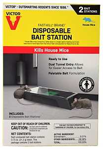 Victor M914 Mouse Bait Station, Includes: (2) Disposable Bait Stations, 2-Opening, Plastic, 2/PK