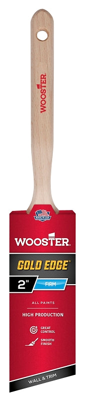 Wooster Gold Edge 5231-2 Paint Brush, 2 in W, 2-11/16 in L Bristle, Polyester Bristle, Angular Handle