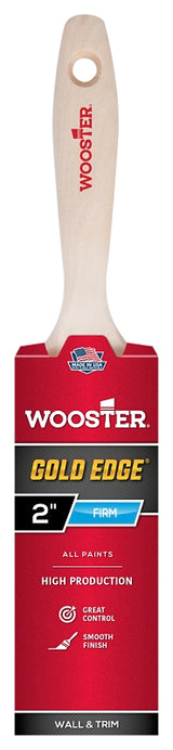 Wooster 5232-2 Paint Brush, Gold Bristle/White, Beech Hardwood Handle, 2 in W, 2-11/16 in L Bristle, Polyester Bristle