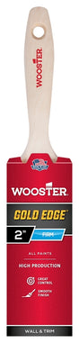 Wooster 5232-2 Paint Brush, Gold Bristle/White, Beech Hardwood Handle, 2 in W, 2-11/16 in L Bristle, Polyester Bristle
