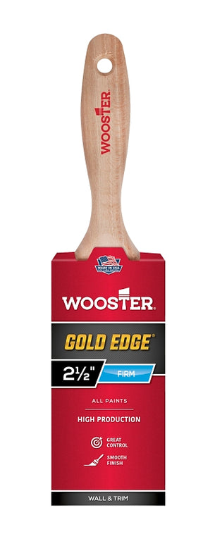 Wooster Gold Edge 5232-2-1/2 Paint Brush, 2-1/2 in W, Flat Brush, 2-15/16 in L Bristle, Polyester Bristle