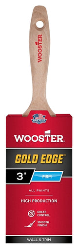 Wooster 5232-3 Paint Brush, Gold Bristle/White, Beech Hardwood Handle, Polyester Bristle