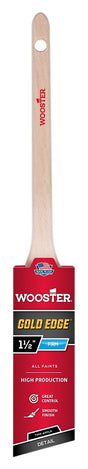 Wooster Gold Edge 5234-1-1/2 Paint Brush, 1-1/2 in W, 2-3/16 in L Bristle, Polyester Bristle, Thin Angular Handle