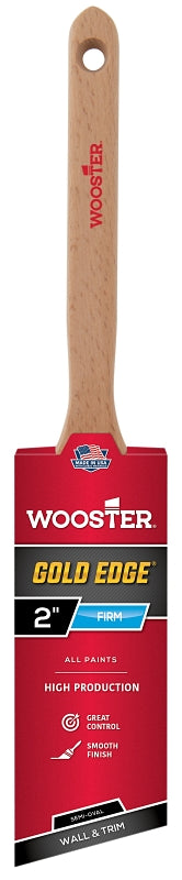 Wooster Gold Edge 5236-2 Paint Brush, 2 in W, 2-11/16 in L Bristle, Polyester Bristle, Semi-Oval Angle Sash Handle