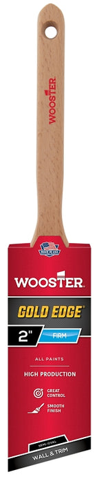 Wooster Gold Edge 5236-2 Paint Brush, 2 in W, 2-11/16 in L Bristle, Polyester Bristle, Semi-Oval Angle Sash Handle