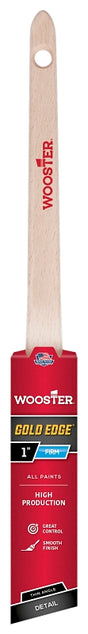 Wooster Gold Edge 5234-1 Paint Brush, 1 in W, 2-3/16 in L Bristle, Polyester Bristle, Thin Angular Handle